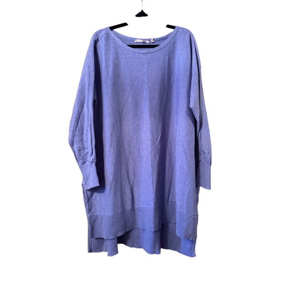Soft Surroundings 2X Periwinkle Knit Sweater Tunic Hi-Low Hem Long Sleeve - Picture 1 of 7